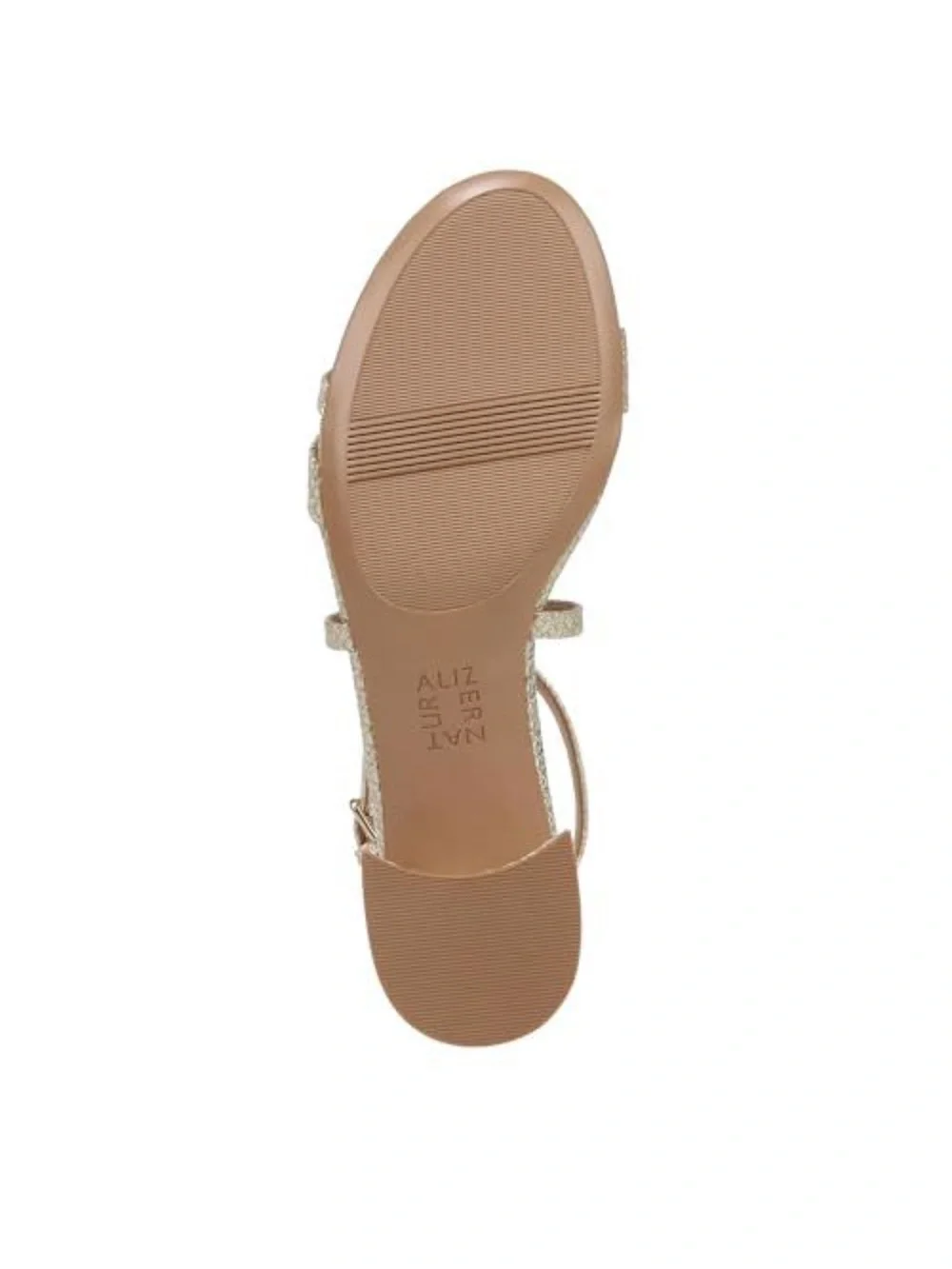 Naturalizer June Strappy Low Block Heel Dress Sandal Cremosa Taupe Leather 10 W